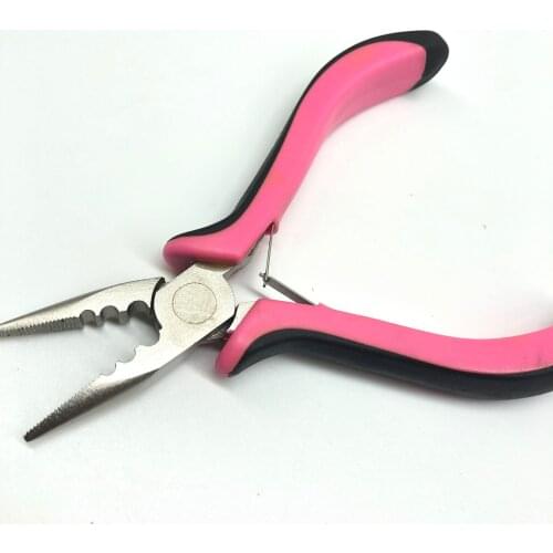 1pcs Fusion Hair Plier Hair Accessories Pink stainless steel bent flat plier for micro ring loop hair/I tip hair Extensions