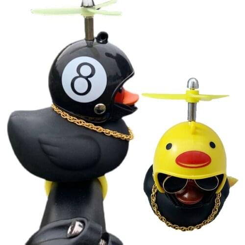1PC New Creative Hot Car Bicycle Ornament Lovely Small Black Duck Broken Wind Helmet Outdoor Sports Mini Black Duck Decoration