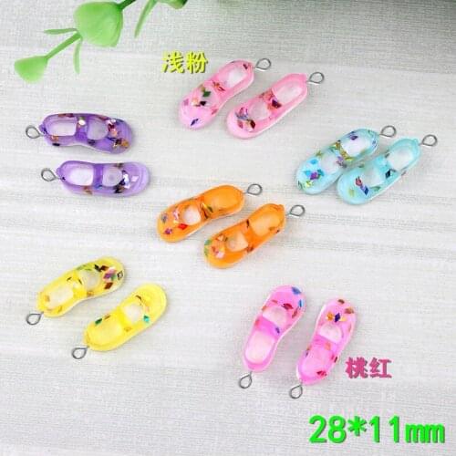 10pcs 28*11MM DIY girl resin shoes charms Crystal sandals kawaii flatback cabochon resin craft jewelry making fashion ornament