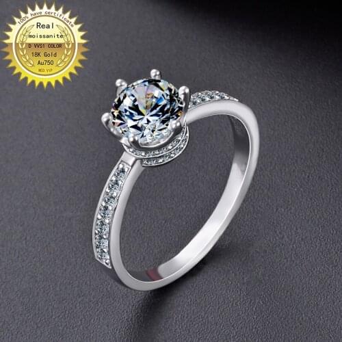 100%18K goldr ring 1ct D VVS moissanite ring Engagement&Wedding Jewellery with certificate 0026