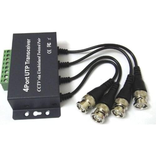 2pcs 4 channel video balun BNC Male Pigtail 4Ch Passive UTP CCTV Transceiver RJ45 coax adapter transmission