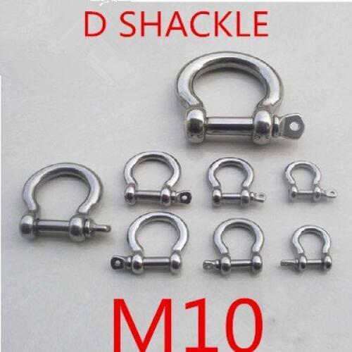 2pcs/lot M10 10mm Stainless Steel BOW shackle Steel Buckle For Paracord Bracelet Steel Buckle