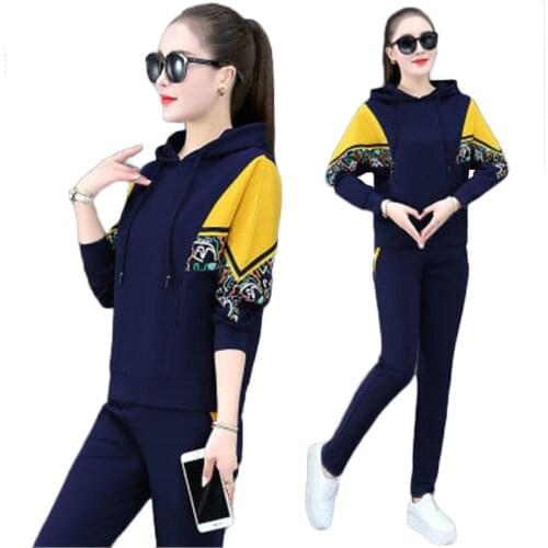 2021 Fashion Sports Suit Women Two-piece suit NEW Printing Casual Sportswear Spring and Autumn Hooded Bat Sleeves 49
