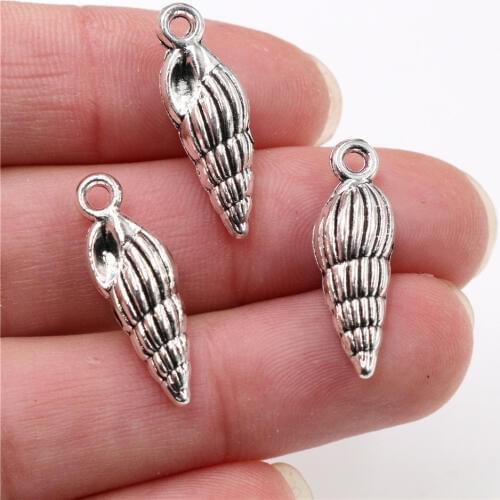 24x8mm 10pcs Antique Silver Plated Conch Handmade Charms Pendant:DIY for bracelet necklace-Q4-40