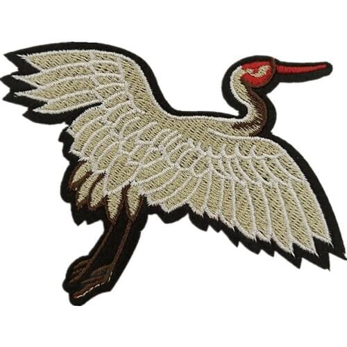 4 Pairs Iron-On Embroidery Crane Patch Embroidered Bird Patches For Clothing Bag DIY Sewing Accessories Parches Para P0013