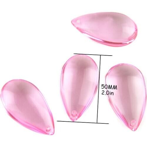 50pcs/100pcs 50mm red/ pink/ lilac/ fuchsia lamp parts smooth teardrop chandelier pendants for curtain DIY decor free shipping