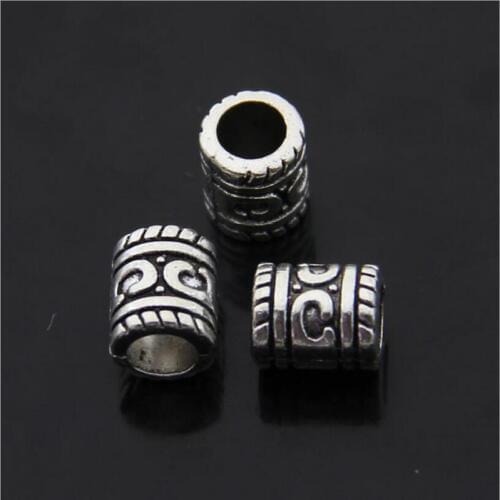50pcs/lot Hole 5mm Antique Silver Bead Charms Big Hole Beads European Pendant fit Pandora Charm Bracelet DIY Pendants Z283