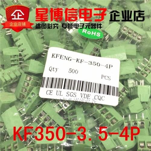 100pcs/lot KEFENG KF350-3.5-4P KF350-4P KF350 4Pin 3.5mm Straight Pin PCB Screw Terminal Block Connector