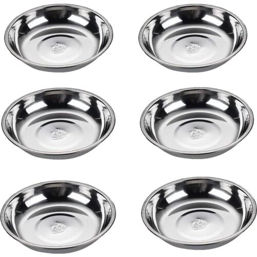6 Pcs Stainless Steel Sauce Bowl Round Seasoning Dishes Sushi Dipping Bowl Saucers Bowl Mini Appetizer Plates, Small Snack Cups