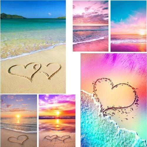 Full diamond 5D color diamond painting seaside beach love sunshine DIY diamond embroidery kit mosaic home decoration gift