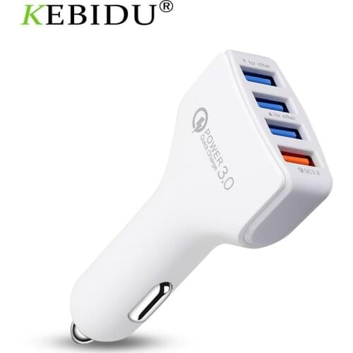 KEBIDU 4 Ports Car Charger Quick Charger For iPhone 3.0 Dual USB Adapter Fast Charging For Samsung Xiaomi Phone Car-Charger