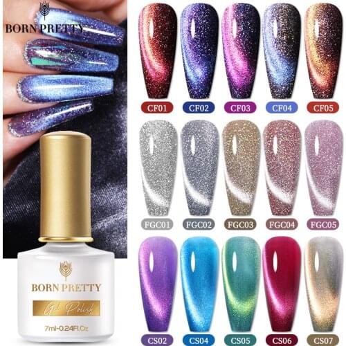 BORN PRETTY 7ml Magnetic Nail Gel Colorful Flowing Spar Cat Magnetic Gel Hybrid Nails For Manicure UV LED Soak Off UV Gel