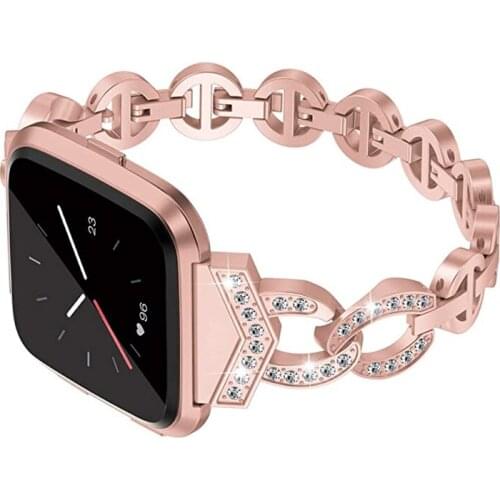 Bling Strap For Fitbit Versa/Versa 2/Versa Lite Band Stainless Steel Bracelet with Diamonds Wristband Accessories Watchbands