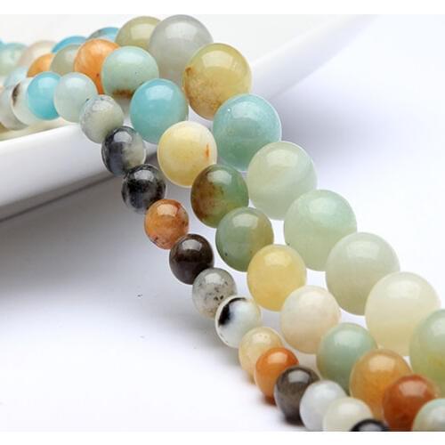 Natural Amazonite Stone Beads Mix Color Round Loose Amazon Stone Beads DIY Jewelry Making 4mm 6mm 8mm 10mm 12mm 14mm Pick Size