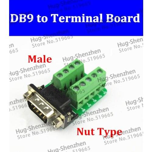 DB9-G2 DB9 RS232 Nut Type Connector 9Pin Male Adapter Terminal Module 25pcs