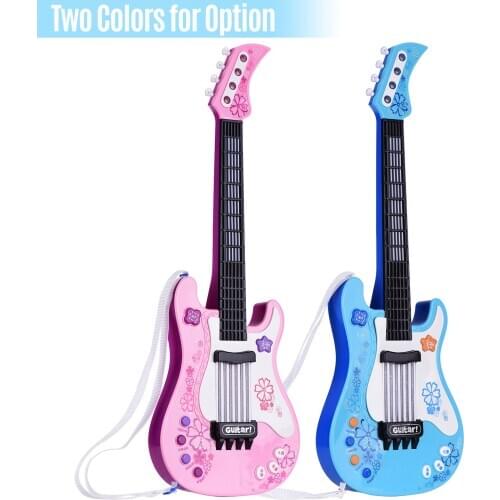 Kids Little Guitar with Rhythm Lights and Sounds Fun Educational Musical Instruments Electric Guitar Toy for Toddlers Children