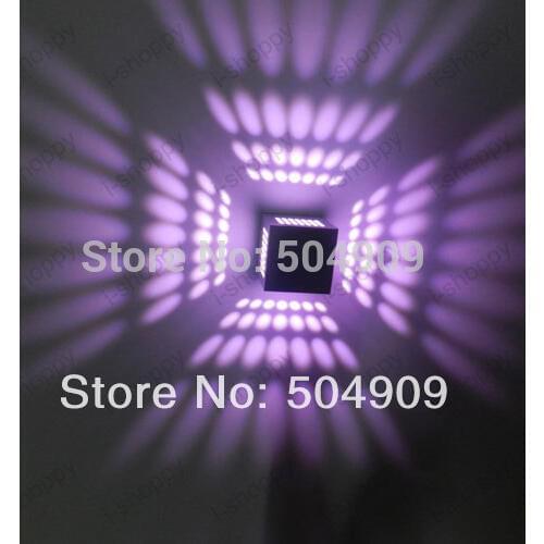 Purple Cube Box 3W High Power LED Wall light Porch Studio Hotel Lobby Stairs Modern Decor Decking Fixture Lamp Background 150LM