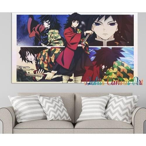 Canvas Anime Giyuu Demon Slayer Pictures Home Manga Decoration Paintings Poster HD Prints Wall Art Modular Living Room Framed