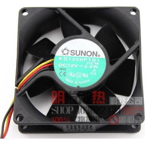 KD1208PTB1-6 DC12V 2.6W 8CM 8025 Ball fan