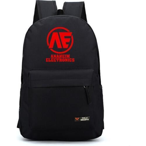 Cool anime fans gift Gundam unicorn concept AE ANAHEIM ELECTRONICS logo printing black red nylon big backpacks pure color nb237