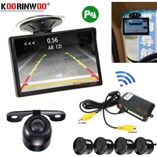 Koorinwoo Electromagnetic Wireless Car parking sensor Video System Monitor With camera Rear view Camera Parktronics Buzzer 12V