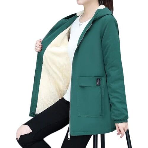 New Autumn Winter Women Jacket Warm Plus velvet Thick Coat Female Windbreakers Casual Cotton Basic Jacket Coat Plus size Tops