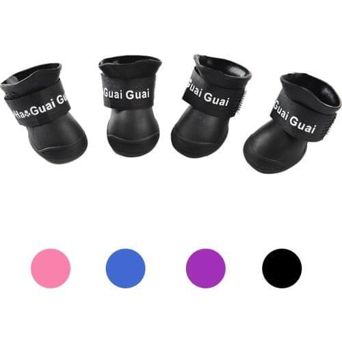 4 Pcs/set Candy Color Summer Dog Rain Boots Waterproof Pet Dog Shoes for Small Dogs Cats Rubber Puppy Shoe Booties Pets Products