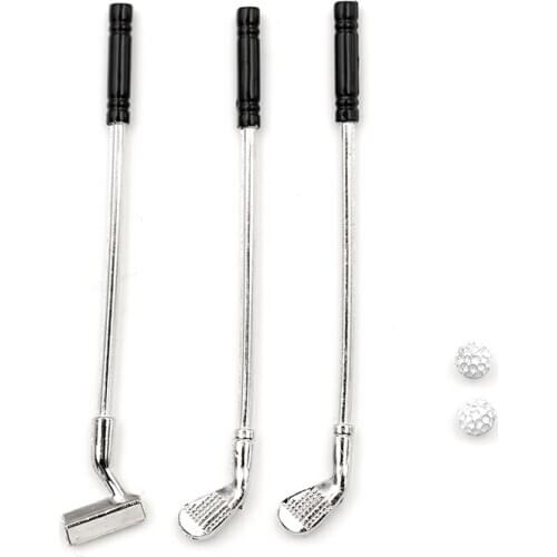 Hot Sale 5pcs/set Alloy Mini Golf Sticks with 2 Balls Doll Accessory Kids Toy Dollhouse Miniature Accessories