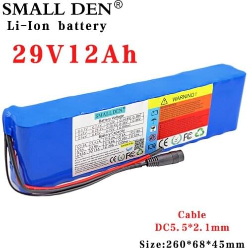 29V 12Ah 18650 Lithium battery pack 7S4P 12000mAh 150-350W DC 29.4v Electric bicycle scooter wheelchair motor ebike battery BMS