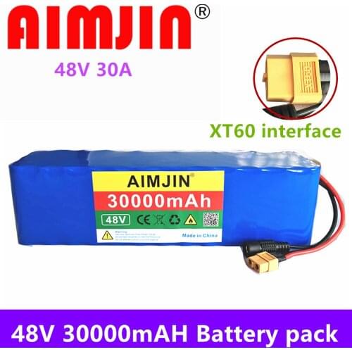48V Lithium Ion Battery 48v 30Ah 1000w 13S3P Lithium Ion Battery Pack for 54V E-bike Electric Bicycle Scooter with BMS+charger
