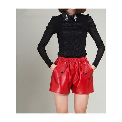 Top brand Leather Shorts 2020 Women Sheepskin Shorts KS4 high quality