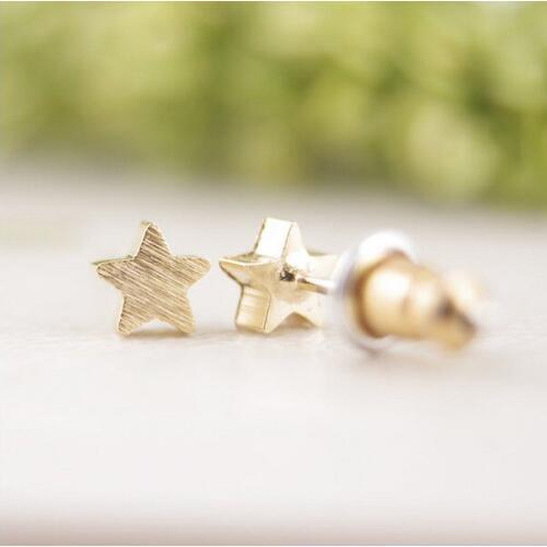 Fashion five-pointed star earring wire drawing surface stud earrings for women