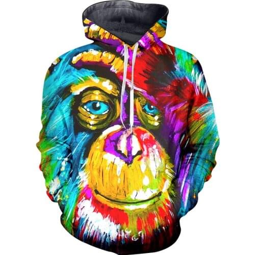LCFA Brand Fashion Autumn Hoodies Animal Colorful Orangutan 3D Printed Mens Sweatshirt Unisex Zip Pullover Casual Jacket 5XL