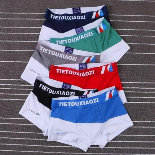 Mens underwear summer boxers pure cotton underpants summer breathable youth personality Sao boys trend boxerT