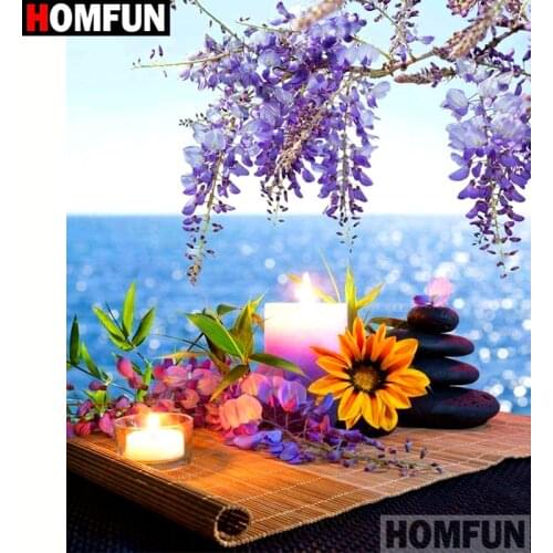 HOMFUN Full Square/Round Drill 5D DIY Diamond Painting "Flower candle" Embroidery Cross Stitch 5D Home Decor Gift A17020