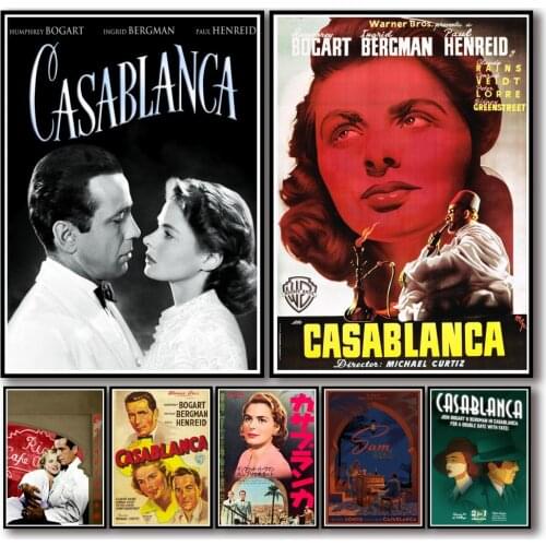 28 Designs Classic Movie Casablanca Whitepaper Poster Artwork Homedecal Fancy Wall Sticker for Coffee House Bar