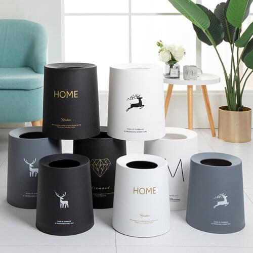 8L/12L Reindeer Plastic Matte Trash Can Dust Bin Garbage Storage Bucket Bathroom Trashcan Kitchen Office Waste Bin Without Lid
