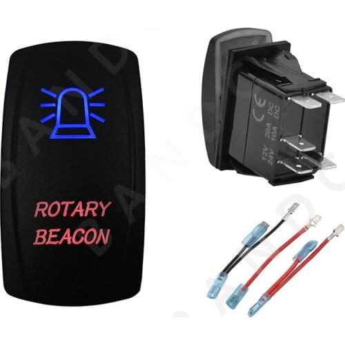 Car Boat ROTARY BEACON Rocker Switch SPST Laser Blue&Red Led ON-OFF for ARB RV Camping Accessories，Car Tuning Part，Jumper Wire