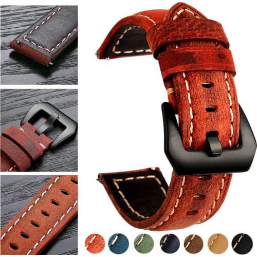 Genuine Leather Watch Band 20mm 22mm For Amazfit Huawei Samsung Galaxy Watch Gear S3 Active2 46mm 42mm Strap Replacement Bands