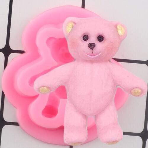 3D Cute Mini Bear Silicone Molds DIY Baby Birthday Cake Decorating Tools Cupcake Topper Fondant Mold Candy Clay Chocolate Moulds