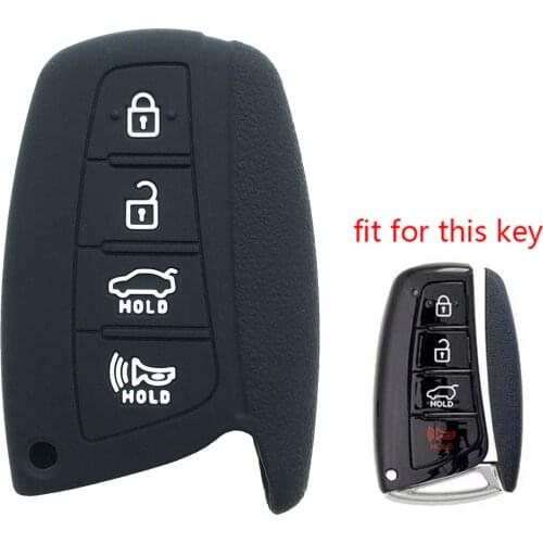 4 Buttons Remote Silicone Key Cover Fob Shell Key Holder Case For Hyundai Santa Fe DM Grandeur HG Sedan Genesis G80 Keychain Set