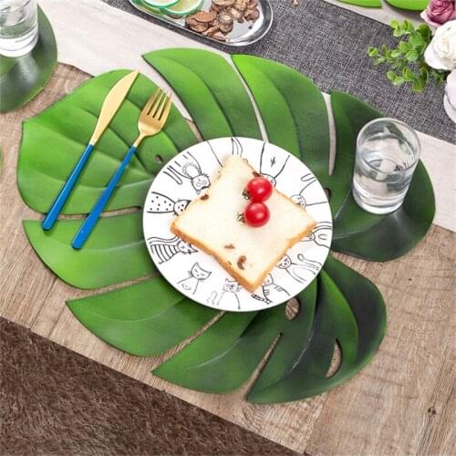 Nordic Tableware Mat Leaf Western-style Pvc Placemat Thermal Insulation Marble Table Mat Household Anti-scalding Waterproof