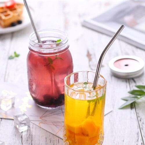 Stainless Steel Straws Silver Reusable Straws Cute Metal Straws Curved Metal Straws With Cleaning Brush Kichen Supply Tool