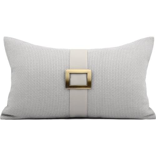 Modern Decorative Beige Cushion Covers For Cojines Sofa Living Room Nordic Gold Metal Button Waist Pillow Home Decor 30x50cm