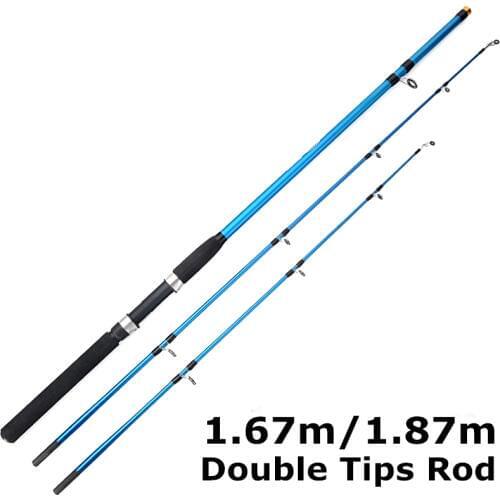 1.67/1.87m 2 tips spinning fishing rod super hard H power FRP ocean boat rod blue rod red Korea fish tackle
