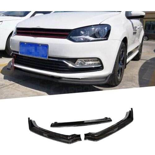 ABS Front Bumper Lip Spoiler Splitters For Volkswagen VW Polo 2014-2018 Not For GTI 3PCS Chin impact Shovel Guard Car Styling