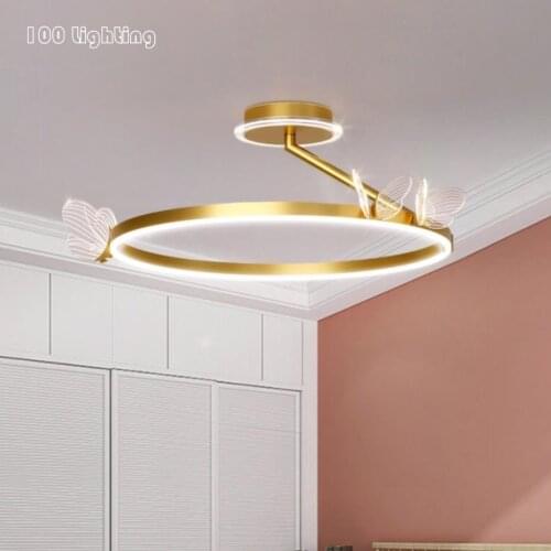 Butterfly Shape LED Chandeliers Multiple Styles Livingroom Aisle Bedroom Luminaire Suspension Gold Metal Home Art Decoration