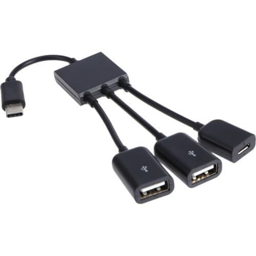 USB3.1 Type-C Type C To Dual 2 Ports USB2.0 Hub + Micro USB Hub OTG Adapter Extender Cable For Macbook PC For Windows
