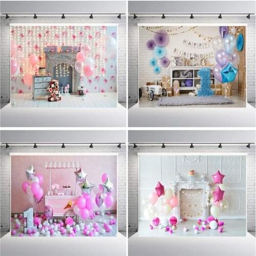 150x210cm Vinyl Cake Balloon Photography Backdrop 1st Birthday Backdrop Newborn Baby Children Shower Background Party Decoration