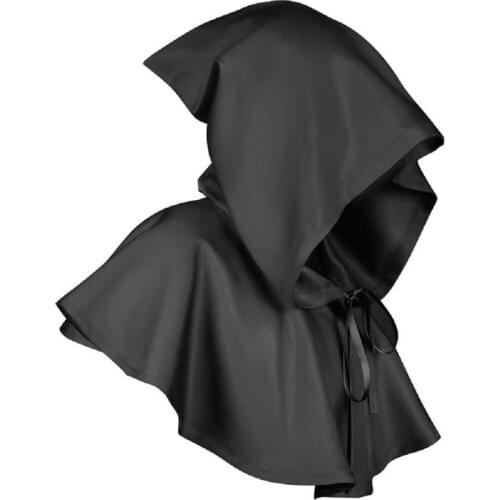 Halloween Vintage Medieval Costume Cosplay Accessory Reaper Cape With Hood For Halloween Cross Priest Fancy Dress Party Women